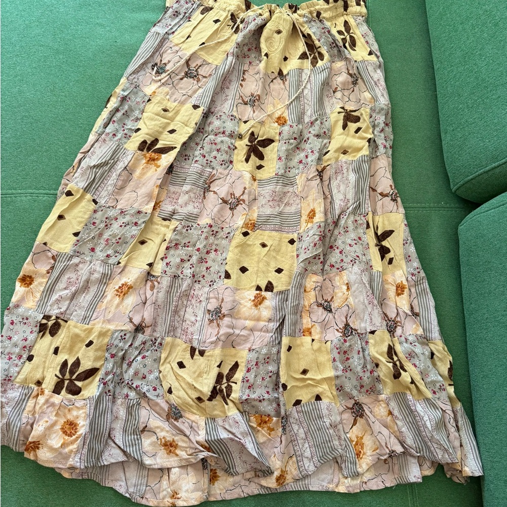 Floral Patchwork Maxi Skirt